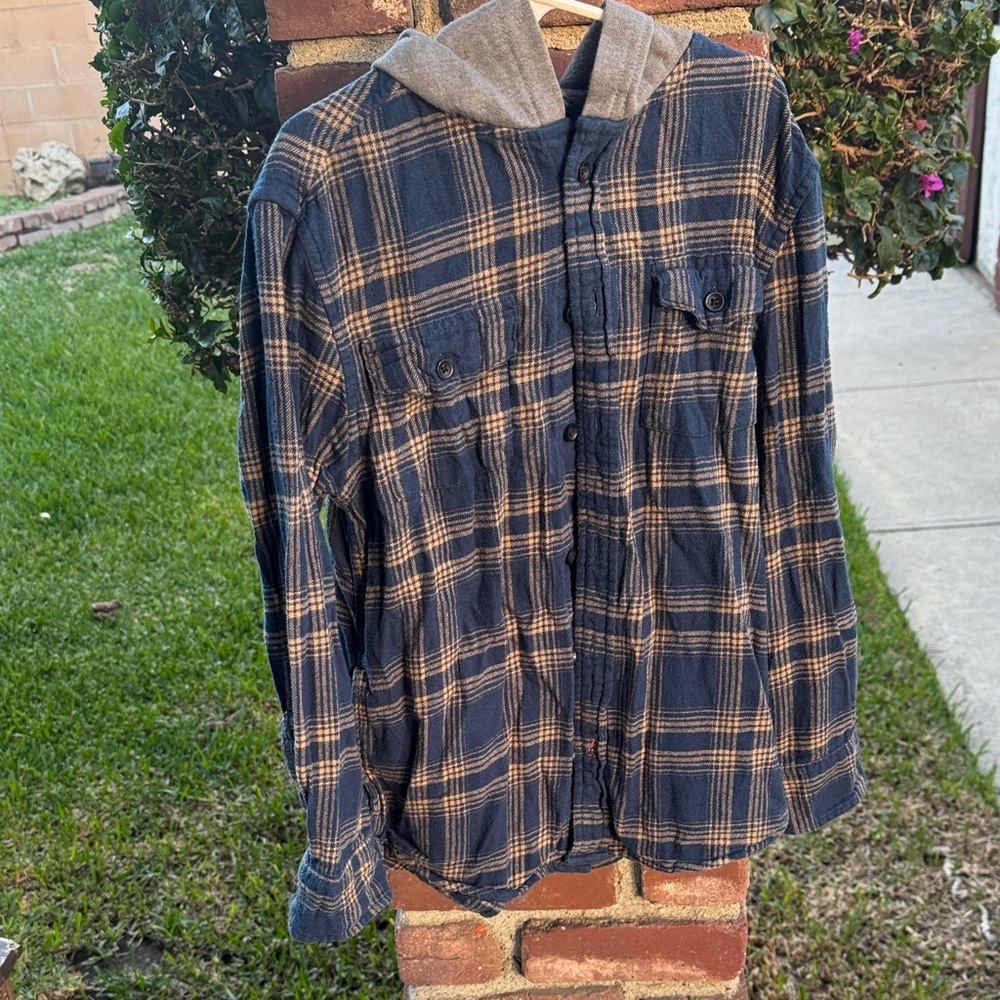 Boy’s Blue and Tan Plaid Jacket